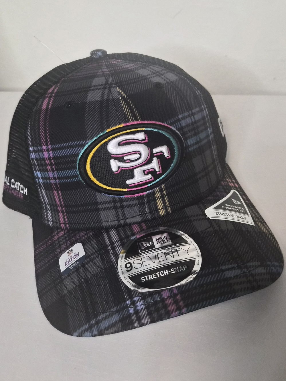 New Era Kids' San Francisco 49ers Black Plaid Stretch-Snap Cap